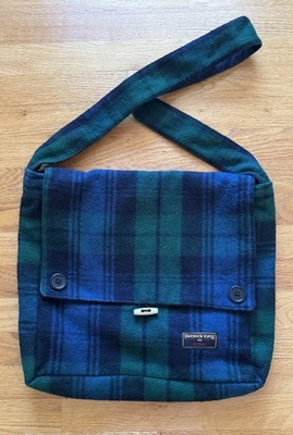 Patrick King Hecho a Mano Keri Reloj Negro Tartán Mensajero Bolso de Lana Verde Azul Marino Foto 1 de 4