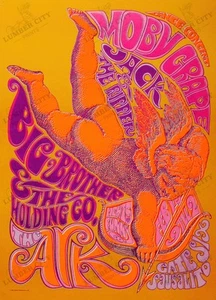 Póster de concierto Moby Grape Big Brother 1967 impresión de arte de pared psicodélico retro - Imagen 1 de 5