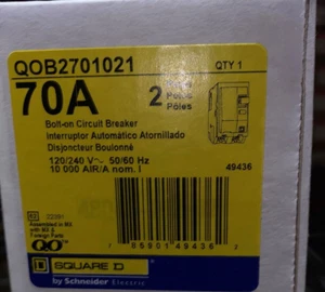 SQUARE D QOB2701021 MNI BREAKER 2POLE 70A 120/240V NEW IN BOX READY TO SHIP - Picture 1 of 1