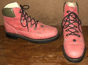 Kandahar Size EU 49 / US 9 Handmade Red Leather Women’s Laceup Switz Boots - Picture 1 of 20