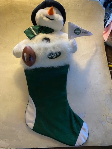 New York Jets Musical Singing Holiday Snowman Stocking, batteries included Cover