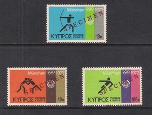 CYPRUS 1972 MUNICH GERMANY OLYMPICS SET Opt SPECIMEN MNH ARCHER WRESTLING SOCCER - Picture 1 of 1