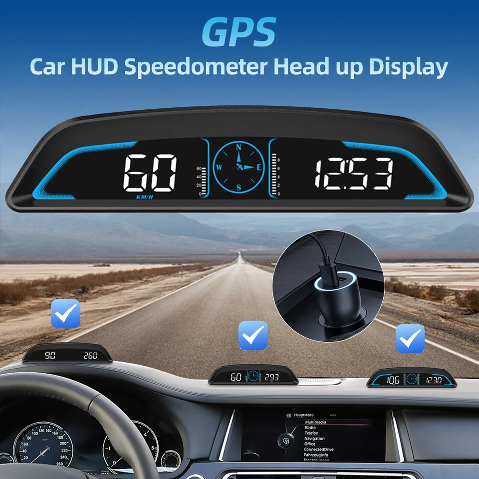Speedometer Car GPS Hud Head Up Display Digital Speed KM/H MPH Over-Speed Alarm - image 1 of 4