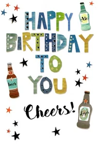 'HAPPY BIRTHDAY TO YOU - CHEERS' GREETINGS CARD AND MATCHING ENVELOPE 5" X 7" - Picture 1 of 4