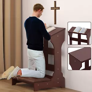 Prayer Bench Prayer Kneeler with Shelf Cushion Church Table Chair Religious Gift - Picture 1 of 9