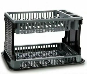 Double 2 Tier Dish Drainer Plates Rack Glass Cutlery Holder Kitchen Drip Tray