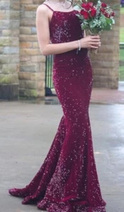 Burgundy COLETTE MON CHERI Sequin Prom Dress Size 0 - Picture 1 of 7