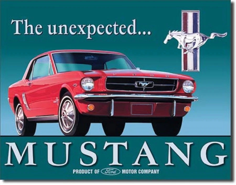 Red Mustang Unexpected TIN SIGN vintage ford garage wall decor metal poster 579  - Image 1 of 1