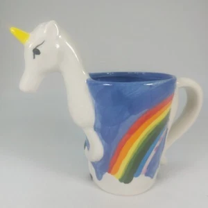 Rare Comfify THINKGEEK ? 16 oz. 3D Unicorn Rainbow Ceramic Mug Hand Painted - Picture 1 of 16
