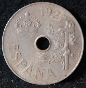 Spain, 1927 25 Centesimos, KM742, Extremely Fine, 5-21* - Picture 1 of 2