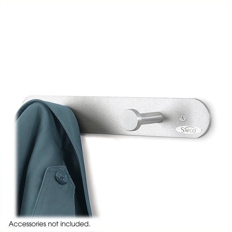 Safco 4200 Nail Head Wall Coat Rack Two Hooks Metal Satin Aluminum Saf4200