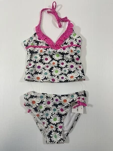 Breaking Waves Girls Daisy 2Pc Tankini Swimsuit Swimwear Set Size 6 - Picture 1 of 3