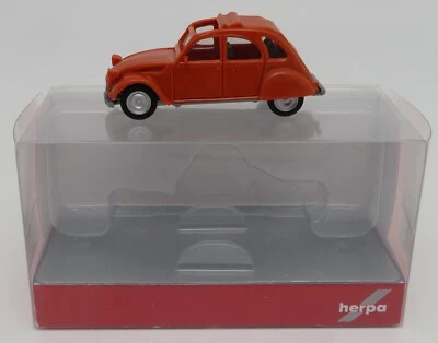 Micro Herpa Ho 1/87 Citroen 2CV 6 Rosso-Arancio Capote Aperta IN Box # - Immagine 1 di 4