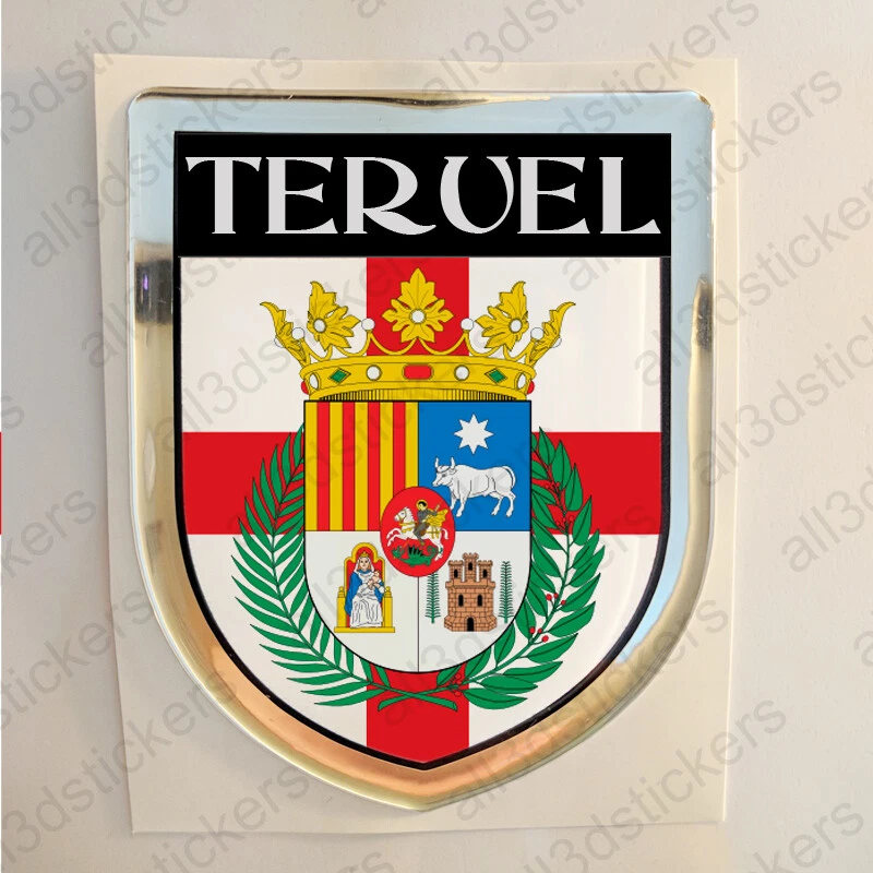 ALL3DSTICKERS Pegatina Teruel España Escudo de armas 3D Relieve Bandera Pegatinas Provincia