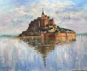 Peinture à l'huile originale Nino Pippa classée 16"X20" Saint-Michel France marée haute COA