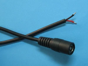 100 pcs DC Power Jack Female Connector 5.5x2.1mm with Cord Cable 100cm 1M New - Picture 1 of 3