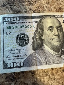 💥”6 Of A Kind Zeros” 2009 $100 Bill Fancy Serial Number ⚡️90005000⚡️ - Picture 1 of 4