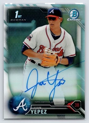 2016 Bowman #CPA-JY Juan Yepez Chrome Prospect Autographs Refractor #/499 - Image 1 of 2