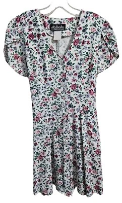 Vtg 90s Y2K All That Jazz White Floral Dress Sz 7/8 Button Down Cottagecore - Image 1 of 4