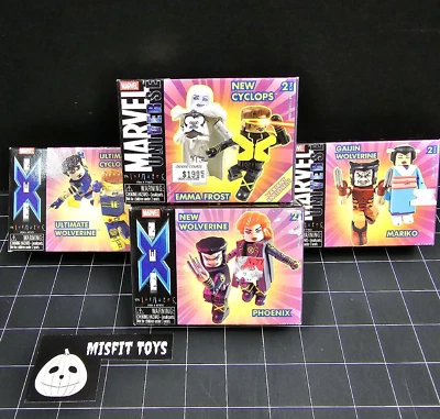 Marvel Minimates Lote de 4 Juegos: X-MEN, Wolverine, Cyclops, Phoenix, Emma Frost Foto 1 de 4