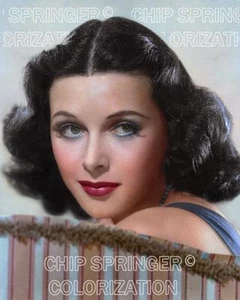 HEDY LAMARR SITTING ON A STRIPE SOFA BEAUTIFUL COLOR PHOTO BY CHIP SPRINGER - Picture 1 of 1