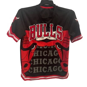 Vintage Chicago Bulls NBA Jersey Shirt Black Red Graphic Polyester Jersey M - Picture 1 of 13