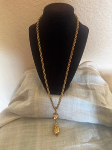 Vintage Monet Bolero brushed gold 24” filigree drop Necklace Estate NICE - Picture 1 of 4