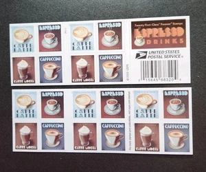 USPS FOREVER ESPRESSO DRINKS STAMPS 2 SHEETS OF 20 (40 STAMPS) Legitimate! - Picture 1 of 5