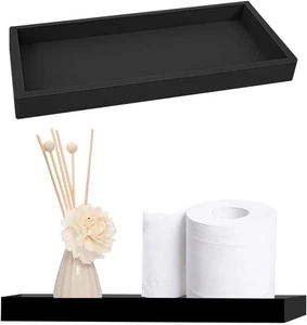 Silicone Bathroom Counter Tray - Toilet Tank Vanity Sink Organizer Black - Picture 1 of 9