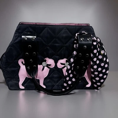 Bolso de Mano My Flat In London 48 Charles Street Jan Haedrich Perros Negro y Rosa Foto 1 de 4