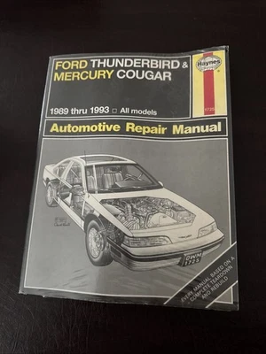 Manual de reparo Haynes 1725 Ford Thunderbird & Mercury Cougar 1989 -1993 NOVO EM FOLHA - Imagem 1 de 3