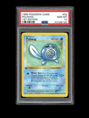 Pokemon PSA 10 GEM MINT Poliwag 1st Edition Base Set Shadowless 1999 Card 59/102 - Image 1 of 2