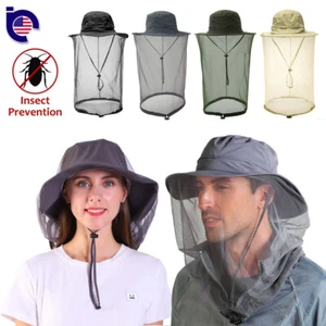 Men Women Mosquito Head Face Net Hat Boonie Hat Sun Cap Hidden Mesh Protection - Picture 1 of 19