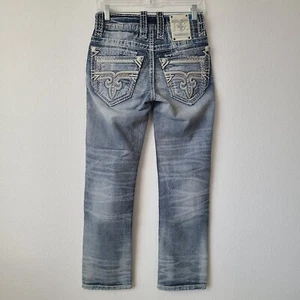Rock Revival Cashew Slim Straight Distressed Denim Jeans Size 26x30 Blue #1 - Picture 1 of 5