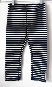 Athleta Girl Leggings Size S/7 Small 7 Black White Striped Capri Running Pants - Picture 1 of 6