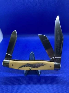 Schrade -Parker Frost E5 Yellow Delrin Stockman Pocket Knive . 1976. Limited” - Picture 1 of 7