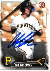 Austin Meadows Pittsburgh Pirates 2016 Bowman Draft Signed Card - Picture 1 of 1