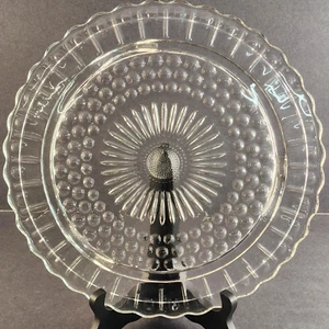Round Sunflower Footed Cake Plate Stand Bubble Design Federal Glass 11.5" Across - Picture 1 of 15