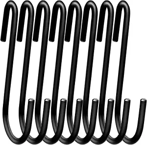 18 Pack 4 inch Heavy Duty S Hooks Black Pan Pot Holder Rack Hooks S Shaped - Picture 1 of 6