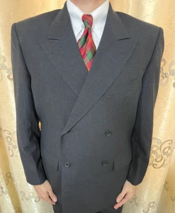 Vintage all worsted handtailored Bespoke classic gangster gray db 1950s suit 42R - Picture 1 of 14