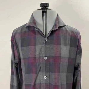 Langarmshirt Gitman Bros blau kariert geknöpft französische Manschette Größe 15 Made USA - Bild 1 von 7