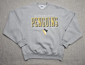 Vintage Pittsburgh Penguins Sweatshirt Mens Large Gray Pullover Fleece NHL 90s - Picture 1 of 9