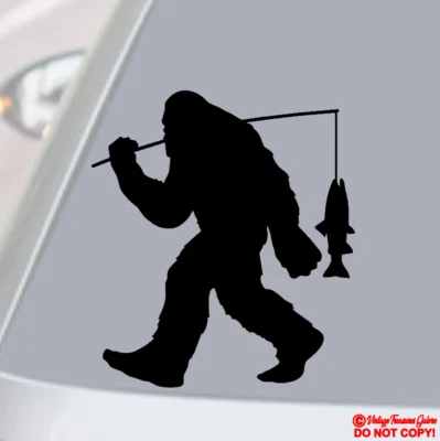 BIGFOOT FISHING VINYL DECAL STICKER CAR TRUCK REAR WINDOW BUMPER SASQUATCH JDM - Image 1 of 4