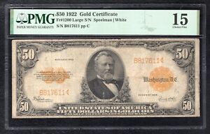 FR.1200 1922 $50 FIFTY DOLLARS GOLD CERTIFICATE CURRENCY NOTE PMG CHOICE FINE-15