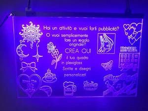 OUADRO IN PLEXIGLASS PERSONAL REGALO FESTA LOGO PUBBLICITA' AZIENDA LUCE LED RGB - Imagen 1 de 1