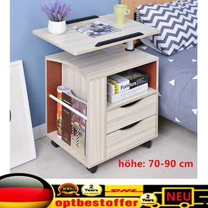 Funktionaler drehbarer Nachttisch,verstellbar Rollen Mobil Drehbarer Nachttisch - Photo 1/6