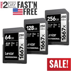 Lexar SILVER Professional 1667x 64GB 128GB 256GB UHS-II SDXC 250MB/s Memory Card - Picture 1 of 14