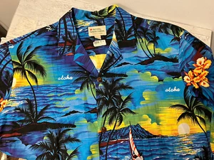 Royal Creations Hawaiian Shirt  Made in Hawaii Palm Tree Sailboats Men's Size XL - Picture 1 of 4