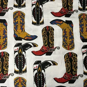 Sundance Joe Cowboy Boots Western Brushed Cotton Flannel Fabric 3+ Yd x 44" Wide - Picture 1 of 8
