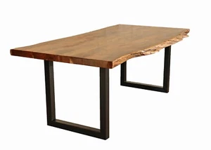 Esstisch mit Untergestell 220x100x76cm Esszimmer Tisch Baumkante Massivholztisch - Bild 1 von 3